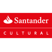 Logo: Retângulo vermelho dividido horizontalmente ao meio. Acima, Santander, e abaixo, Cultural. 